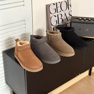 UGG河南桑坡村冬季保暖薄底羊毛周冬雨男女款短筒舒适百搭雪地靴