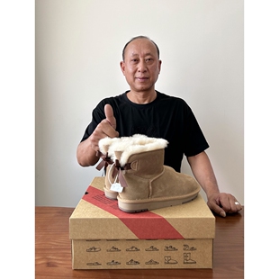 UGG河南桑坡丁大叔羊皮毛一体真皮纯羊毛蝴蝶结雪地靴女短筒短靴