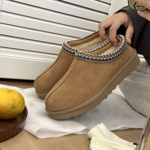 UGG桑坡薄底民族风雪地靴男女皮毛一体塔茨冬季加绒保暖棉鞋情侣