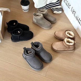 UGG河南桑坡村经典童雪地靴羊皮毛一体短筒加绒加厚保暖外贸