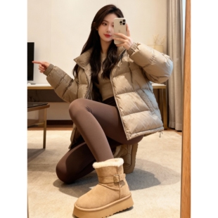 UGG灰色雪地靴女2026冬季新款加绒加厚保暖厚底松糕东北大棉鞋女