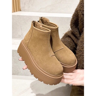 UGG小个子秋冬真皮厚底雪地靴小码女鞋3233内增高勃肯鞋短靴马丁