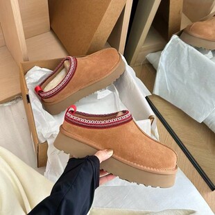 UGG厚底民族风雪地靴羊毛半拖鞋2026新款冬季皮毛一体女鞋河南桑