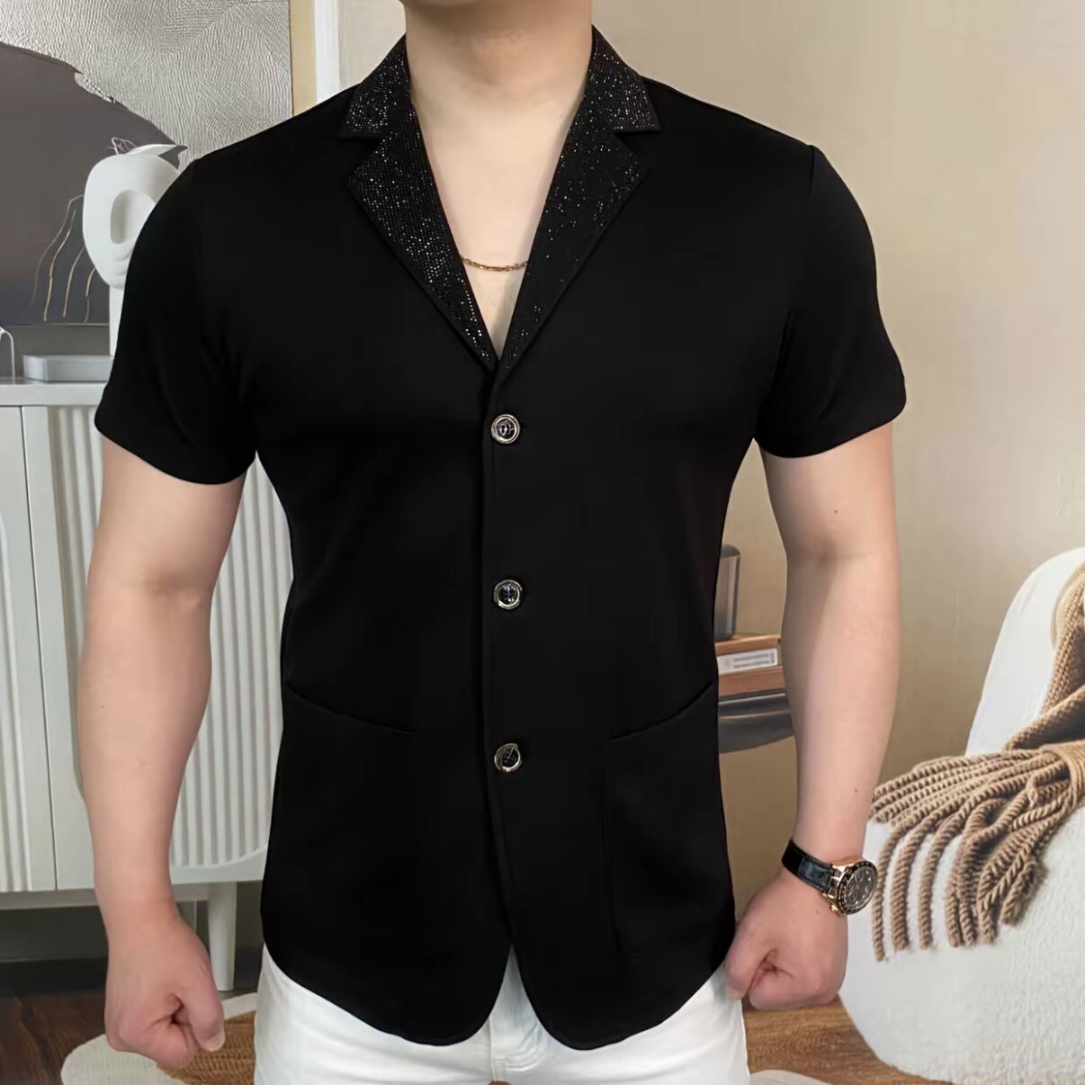 《暗影夜序》男士高档时尚夏季西装外套潮流修身商务高品质百搭