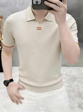 高档夏季男士时尚翻领短袖T恤POLO衫潮流商务休闲半袖男装R2607