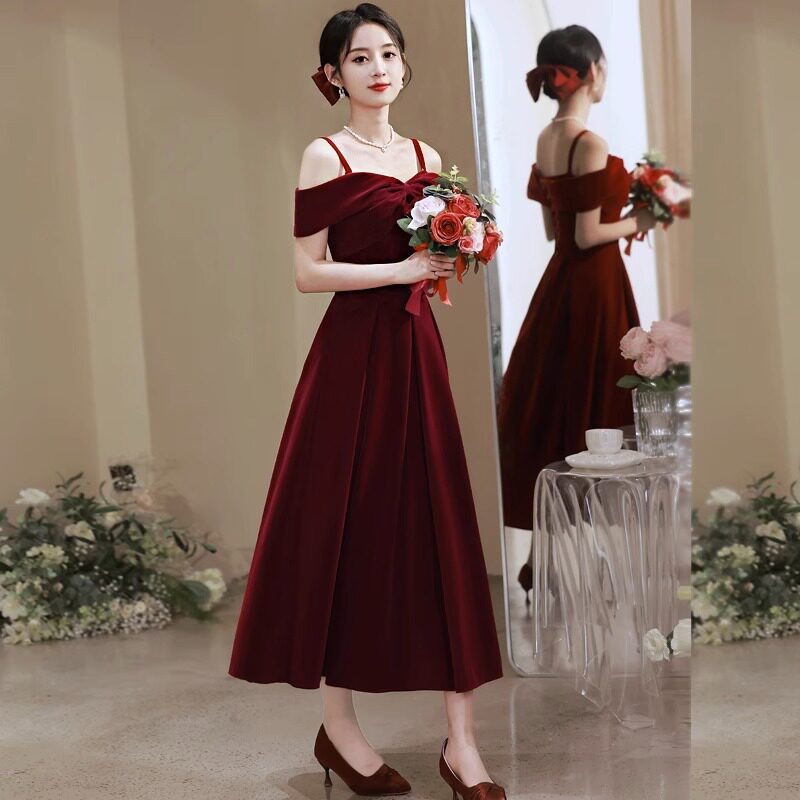 红色敬酒服2026新款新娘小个子订婚连衣裙回门高级感晚礼服女宴会