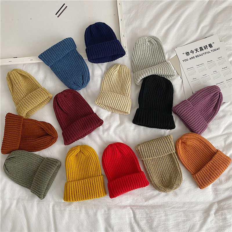 针织毛线帽子女秋冬季韩版百搭日系冬天甜美可爱潮韩国ins男冷帽
