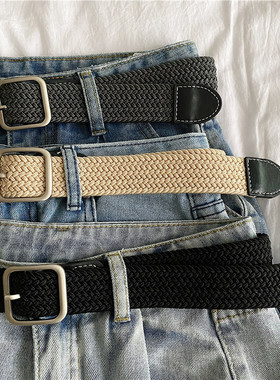 2025新款编织皮带男士裤带女款牛仔裤腰带军训潮ins风年轻人帆布