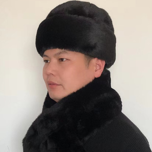 新款帽子男冬天中老年人爸爸帽老人中年棉帽秋冬保暖护耳仿貂毛王