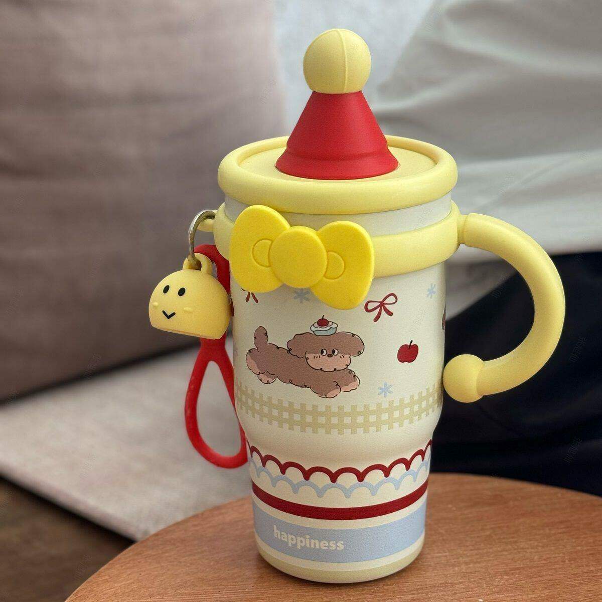 新款可爱水杯女生高颜值双饮吸管杯保温保冷咖啡杯大容量学生便携