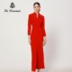 长礼服官方旗舰店正品 秋冬新款 阿丹娜红色钉珠刺绣连衣裙子新中式