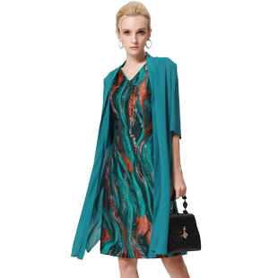 阿丹娜夏季女装绿色雪纺外套外披五分袖开衫时尚气质LRS819JLH0