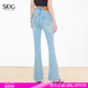 型 浅蓝喇叭裤 春季 女高腰提臀修身 子 显瘦微喇牛仔裤 SJOG提臀版