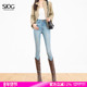 女翘臀小脚裤 SJOG蜜桃臀轻暖加绒显瘦提臀靴裤 弹力紧身九分牛仔裤