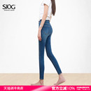 深蓝铅笔裤 加绒提臀靴裤 子 女紧身小脚2025秋冬新款 SJOG高腰牛仔裤