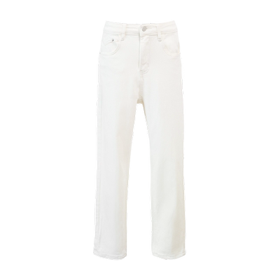 SJOG直筒高腰九分米白色牛仔裤