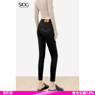 铅笔裤 女九分小脚裤 黑色 显瘦高腰提臀牛仔裤 SJOG塑形新体验～薄款