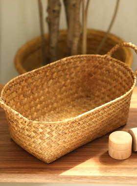 竹编果盘草编水果篮海草编织竹篮箩筐零食筐鸡蛋蔬菜篮子土豆竹筐