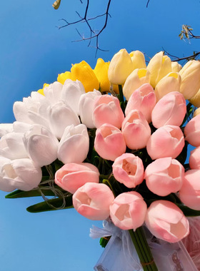 郁金香小夜灯手捧花发光花束家居装饰摆件拍照假花情人节生日礼物