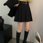 高腰学院风遮胯短裙子 大码 设计感小众西装 百褶裙半身裙女春夏季