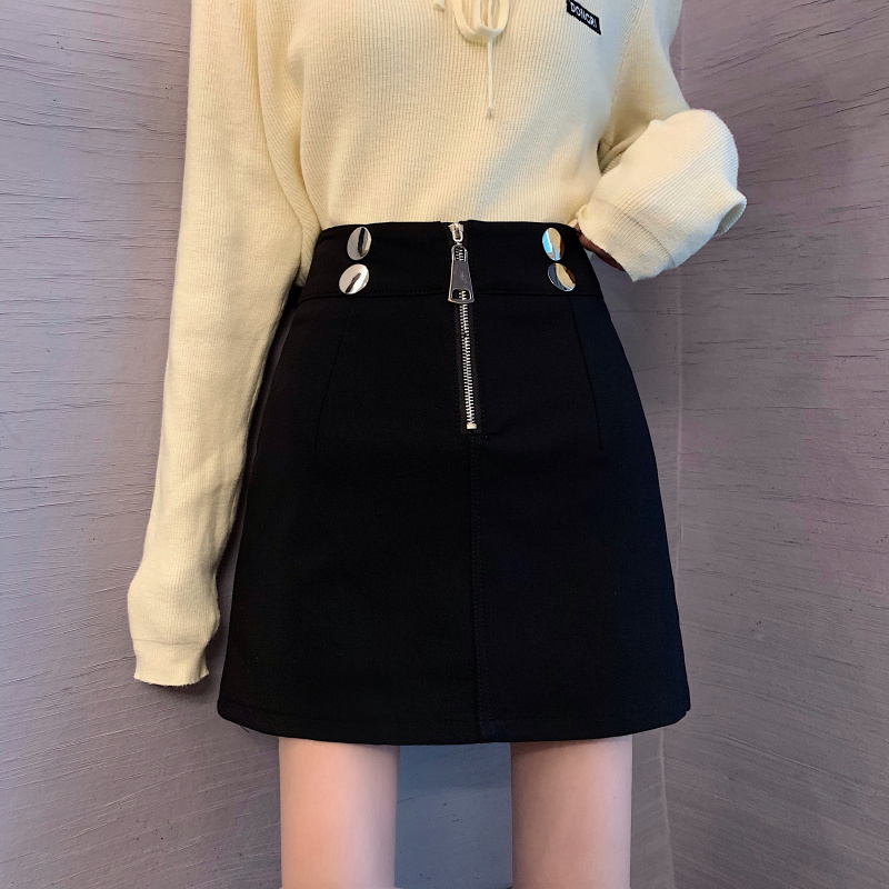 毛呢a字胖mm遮胯小个子半身裙