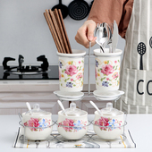 厨房味精瓶 调味盒瓶调料罐盒瓶盐罐三件套装 创意陶瓷调味罐 韩式