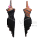 佳汇欣拉丁舞比赛服演出服表演服舞服女舞裙黑色丝绒斜肩流苏裙