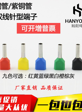 双线针型TE0508/7508/1008/2508/4012 欧式冷压 双线管型接线端子