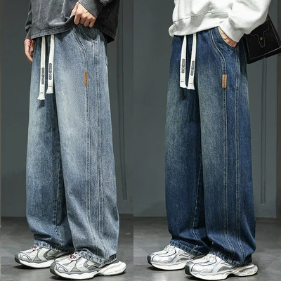 阔腿牛仔裤男士秋冬款加绒保暖