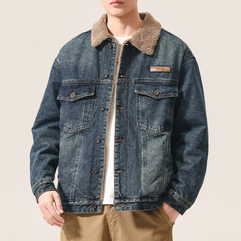 干活穿的牛仔外套男士秋冬季加绒加厚羊羔绒保暖劳保工装上衣服男,男装,牛仔外套,淘宝优惠券,粉丝福利购,淘宝优惠卷