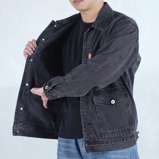 干活穿的牛仔外套男士秋冬季加厚耐穿宽松休闲耐磨劳保工作服上衣
