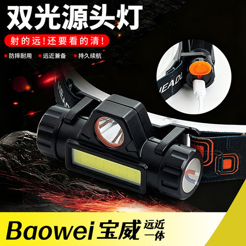 COB远近光头灯工作充电强光led