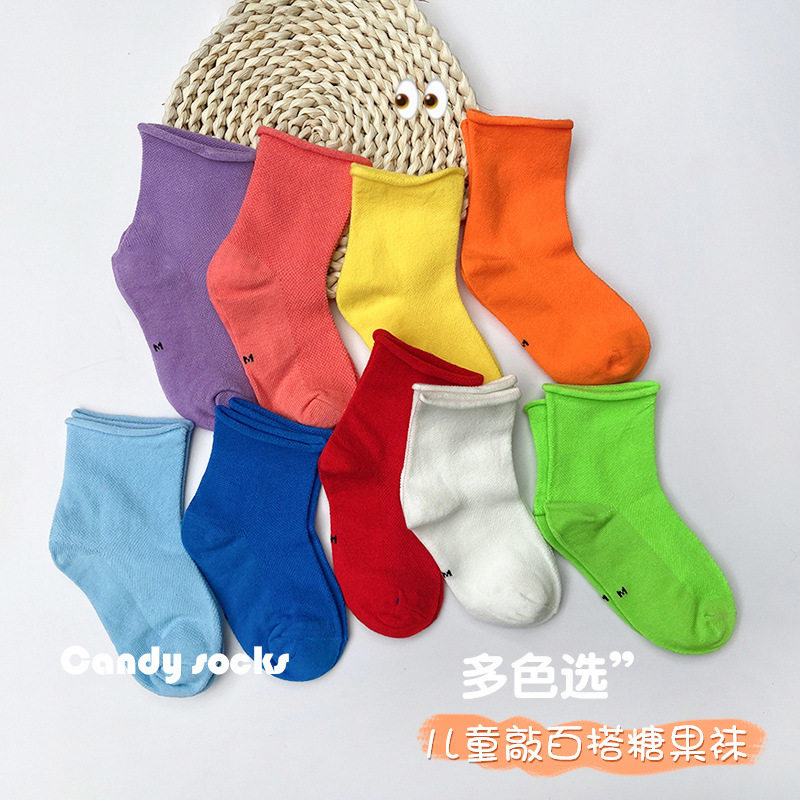 儿童袜子春夏薄款纯棉糖果色