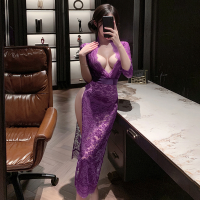 霏慕蕾丝秘书制服性感长裙辣妹连衣裙子情侣趣味女装气质穿搭衣服