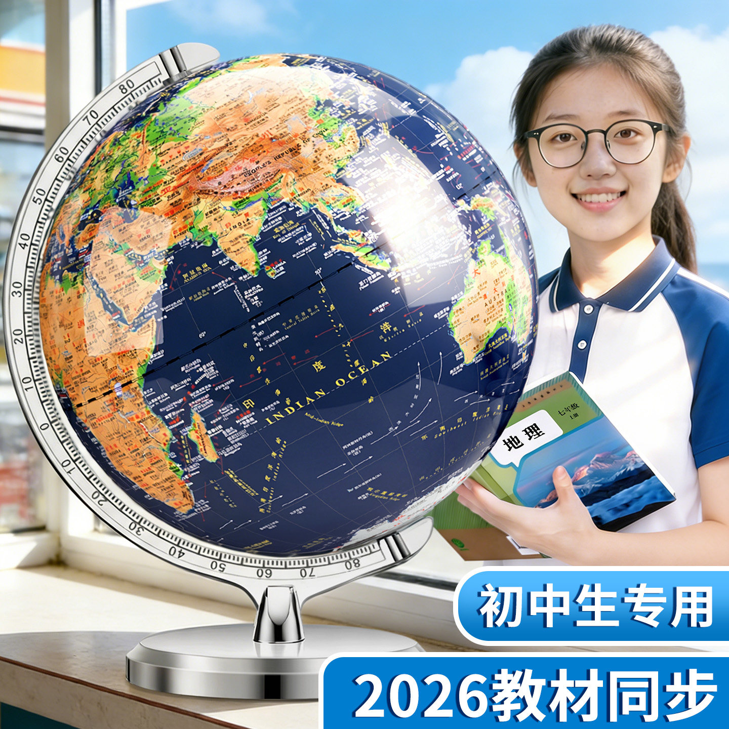 2026年新款地球仪正版学生用初中生专用3d立体悬浮凹凸AR智能