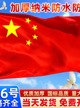 中国国旗红旗1号2号3号4号5号纳米防水小国旗五星红旗串旗大号加厚大红旗手持旗子国庆节装饰户外国旗固定杆