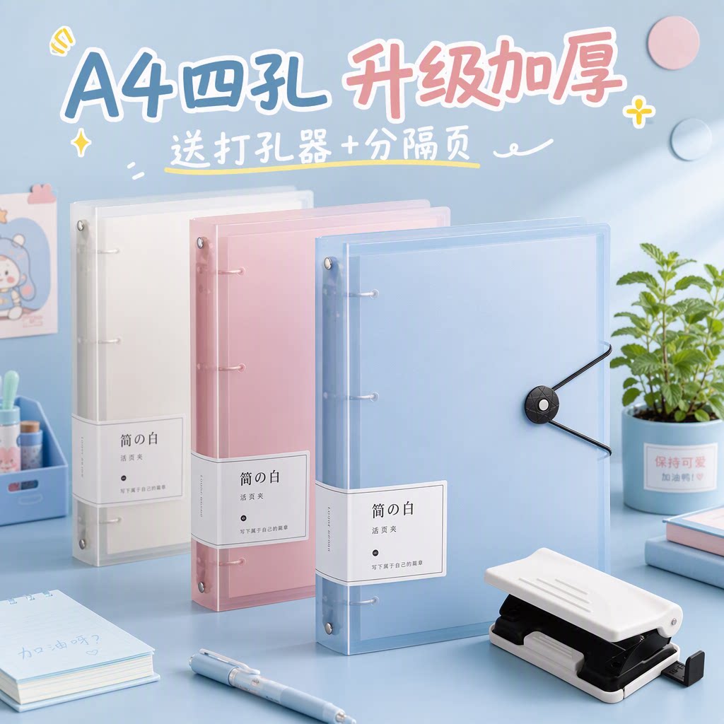 四孔a4打孔活页夹【送打孔器】图片