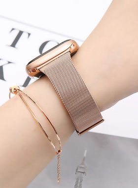 适用Applewatch11表带S11女iWatchS10米兰尼斯iWatch/WatchS/苹果S10 Series手表带AppleWatchS玫瑰金Ultra3