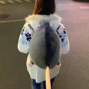 2025新款可爱花枝鼠毛绒双肩包创意礼公仔背包大容量玩偶丑萌书包