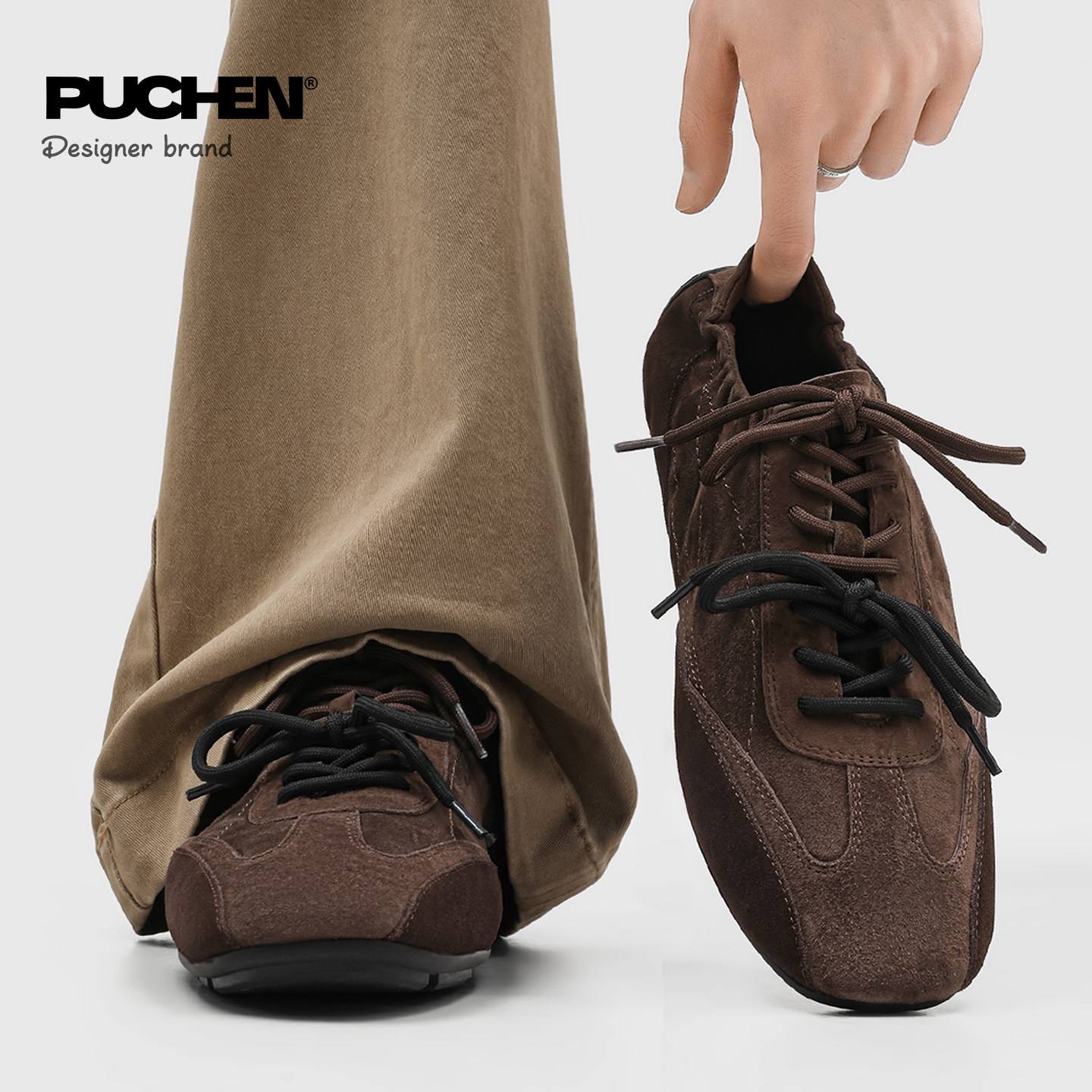 Pu"chen" / 26SS 方头薄底德训鞋男休闲运动鞋平底轻便复古阿甘鞋