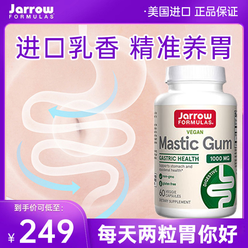 美国jarrow养胃乳香胶胶囊60粒masticgum成人肠胃调理舒缓胃疼痛