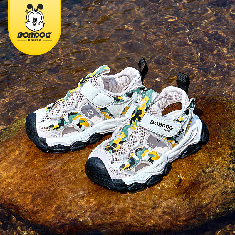 巴布豆男童凉鞋2025夏季儿童网面透气软底防滑宝宝童鞋运动沙滩鞋