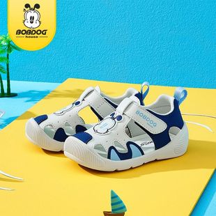 巴布豆女童凉鞋2025夏季新款女宝宝学步鞋软底包头沙滩鞋机能鞋