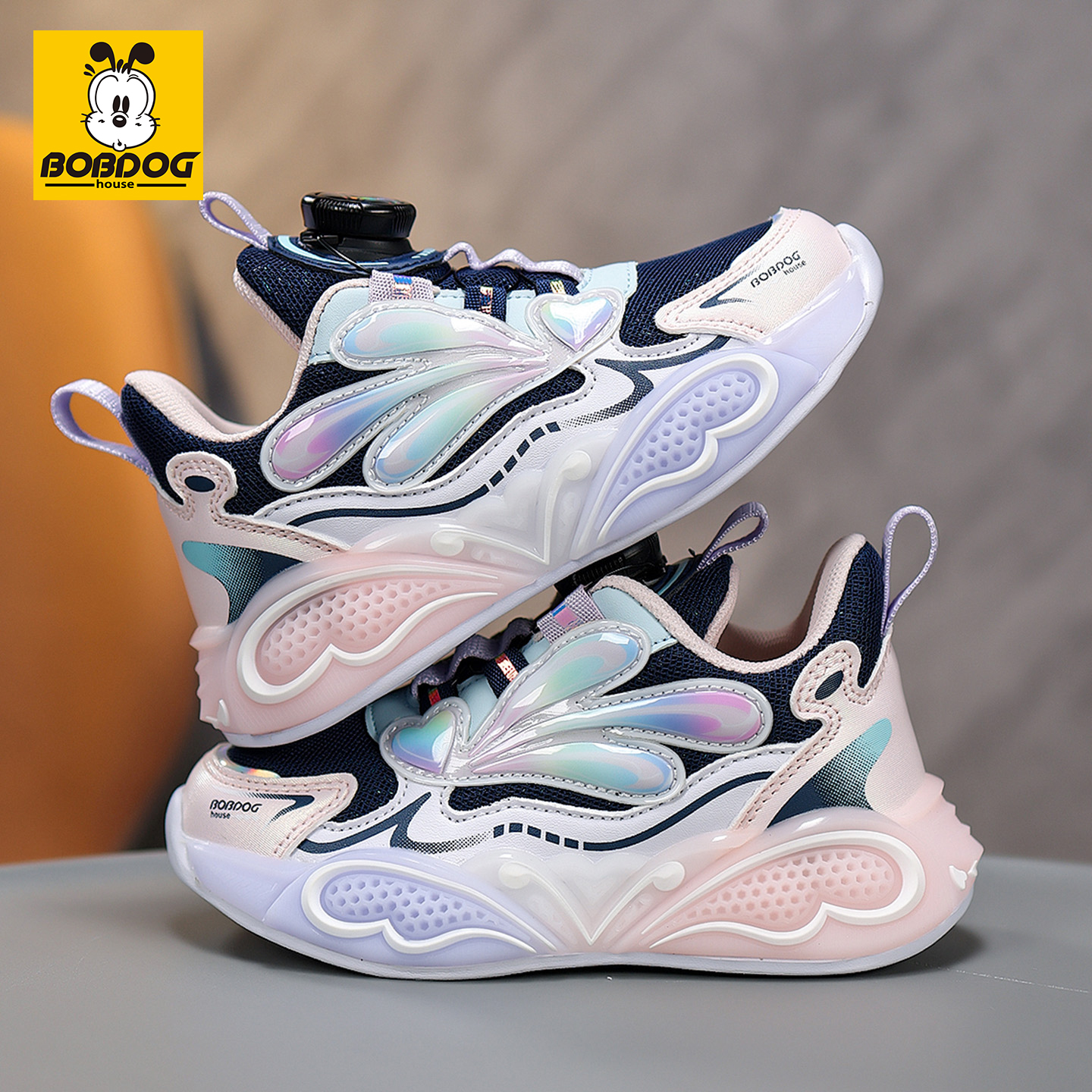 巴布豆女童运动鞋2025秋季新款儿童女宝旋转纽扣中大童休闲鞋童鞋