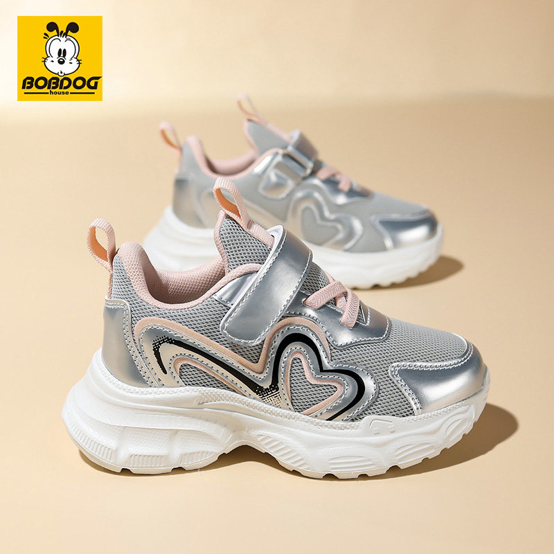 巴布豆儿童运动鞋2026春季新款女童透气网面鞋子休闲老爹鞋跑步鞋