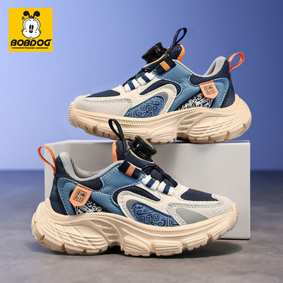 巴布豆男童运动鞋2026新款春秋儿童网面透气老爹鞋中大童软底童鞋