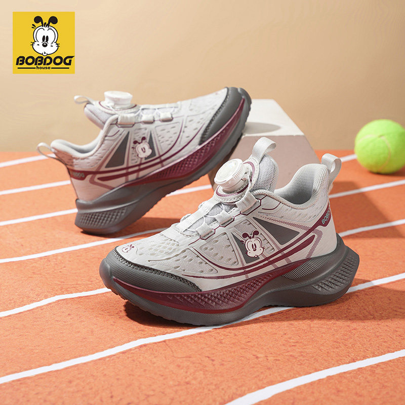 巴布豆女童运动鞋2026春秋新款儿童透气减震跑步鞋旋转扣轻便百搭