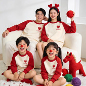 马年聚会拍照衣服 卫衣潮流撞色全家福家庭装 2026新年亲子装 插肩袖