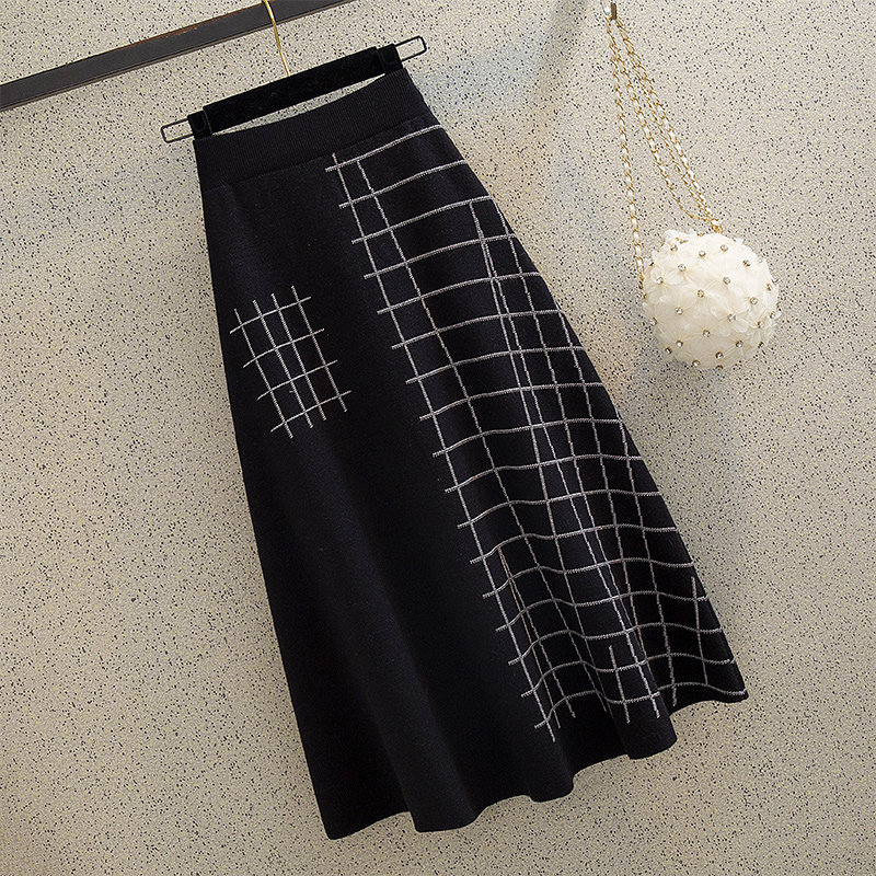 针织半身裙女秋冬天配毛衣百搭长裙中长款高腰显瘦包臀裙毛线裙子