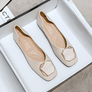 瓢鞋 2021夏秋季 41一43 一脚蹬大码 软皮温柔鞋 平底单鞋 女方头浅口鞋
